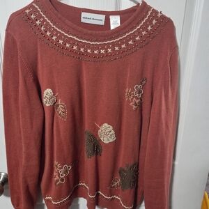 Alfred Dunner Women's Embroidered Sweater - Rust